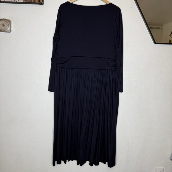 Boden Catherine Navy Blue Pleated Long Sleeve Midi Dress Womens US 20/22R - Picture 6 of 14